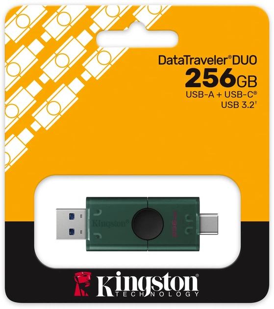 Pendrive Kingston DataTraveler Duo 256GB USB 3.2 Gen 1 + Type-C Black/Green (DTDEG2/256GB) - obraz 6