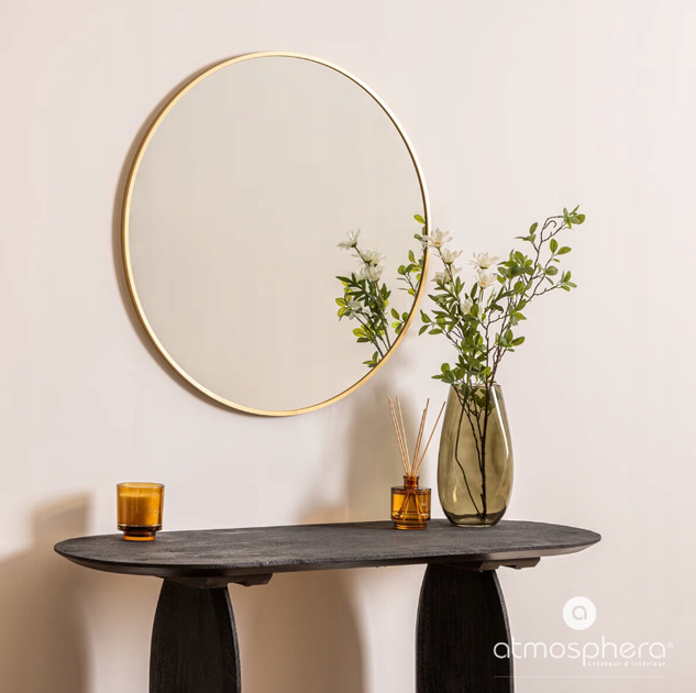 Lustro wiszące Atmosphera okrągle metalowa rama 70 cm Złote (5902973448399) - obraz 4