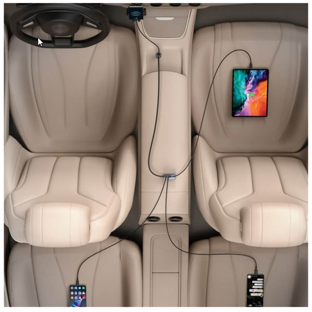 Зарядка в прикурювач 120Вт 4x USB Type-C подовжувач Baseus Share Together CCBT-B0G - Фото 5 Зарядка в прикурювач 120Вт 4x USB Type-C подовжувач Baseus Share Together CCBT-B0G - зображення 5
