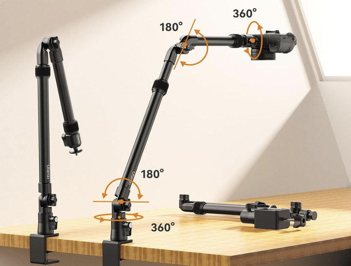 Настільний тримач для камери смартфона Ulanzi ZJ02 C-clip Folding Bracket алюмінієвий 98 см - Фото 5 Настільний тримач для камери смартфона Ulanzi ZJ02 C-clip Folding Bracket алюмінієвий 98 см - зображення 5