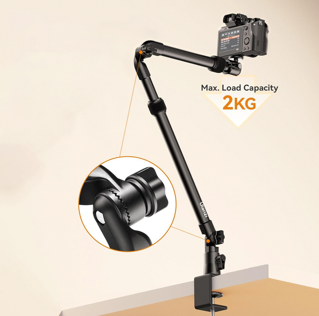 Настільний тримач для камери смартфона Ulanzi ZJ02 C-clip Folding Bracket алюмінієвий 98 см - Фото 8 Настільний тримач для камери смартфона Ulanzi ZJ02 C-clip Folding Bracket алюмінієвий 98 см - зображення 8