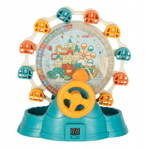 Zabawka edukacyjna KIK Diabelski młyn karuzela z kierownicą łapanie piłek (5903039763227) - obraz 3