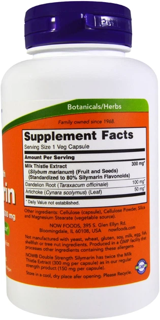 Натуральна добавка Now Foods Силімарин (Росторопша) 300 мг 100 гелевих капсул (733739047397) - зображення 2