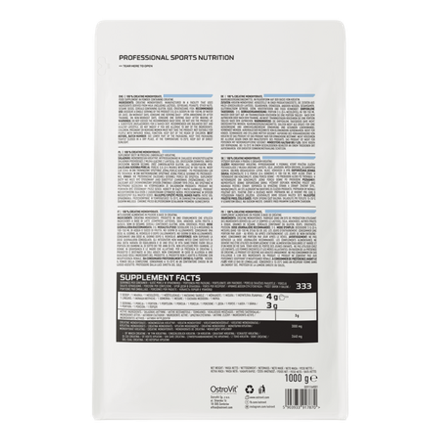 Kreatyna OstroVit Monohydrat kreatyny Naturalny 1000 g (5903933917870) - obraz 2