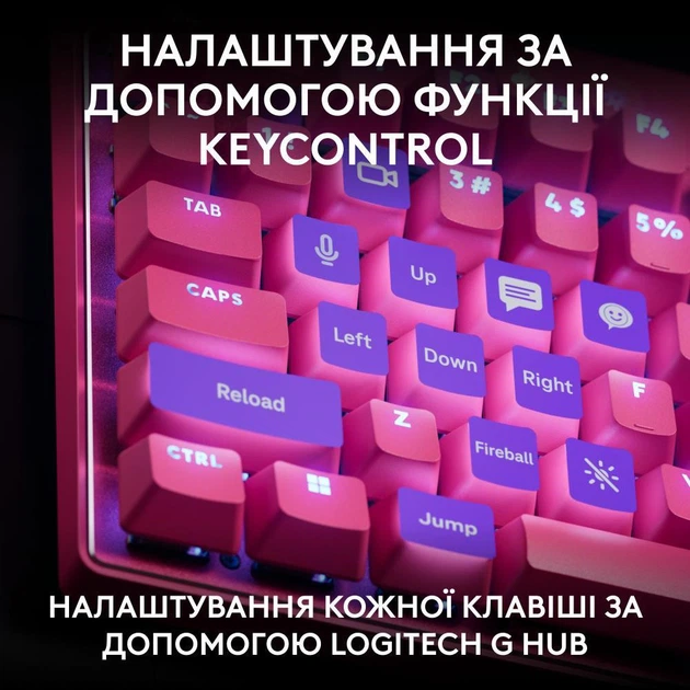 Клавиатура Logitech G Pro X TKL Rapid Linear Magenta (920-013253) - изображение 5