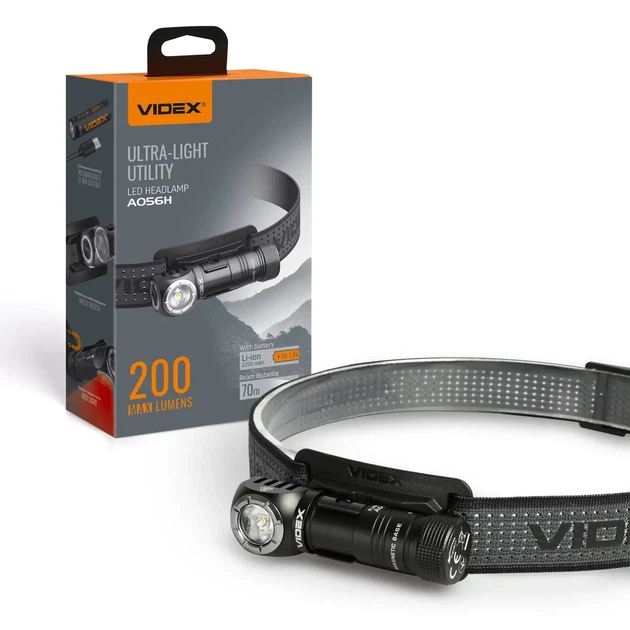 Ліхтар налобний VIDEX VLF-A056H 200Lm 5000K Li-ion 1.5V (AA