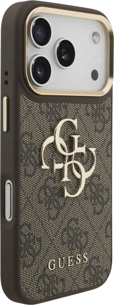 Панель Guess 4G Big 4G Classic Logo Big Strap Metal Buttons для Apple iPhone 17 Pro Brown (3666339488734) - зображення 4