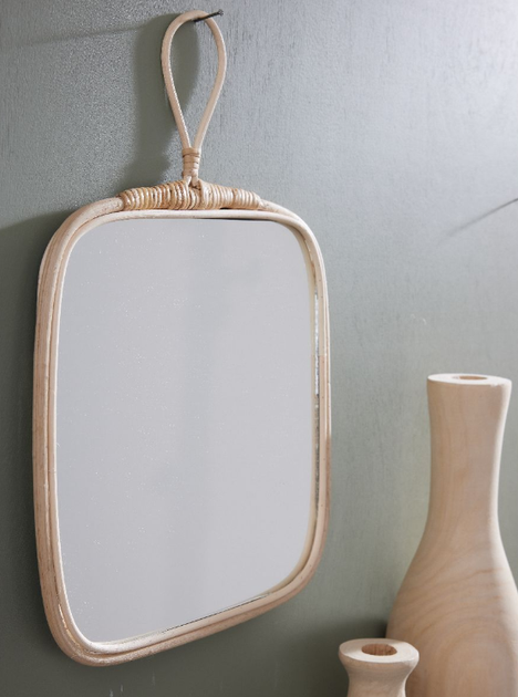 Lustro wiszące La Factory kwadratowe w rattanowej ramie 37 x 28 cm (3574641234393) - obraz 2