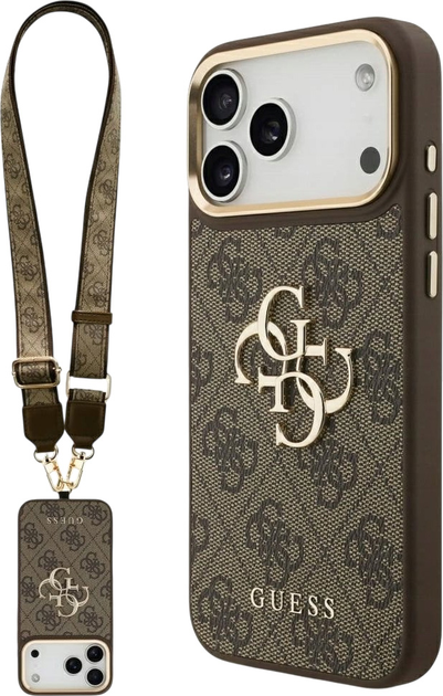 Панель Guess 4G Big 4G Classic Logo Big Strap Metal Buttons для Apple iPhone 17 Pro Max Brown (3666339488741) - зображення 1