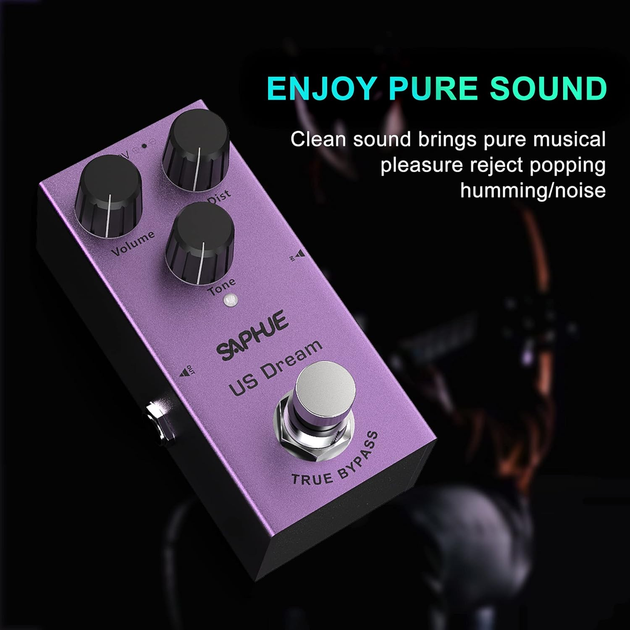 Педаль эффектов Saphue US Dream для электрогитары, педаль Distortion, True Bypass, металлический корпус, 9 В - изображение 4