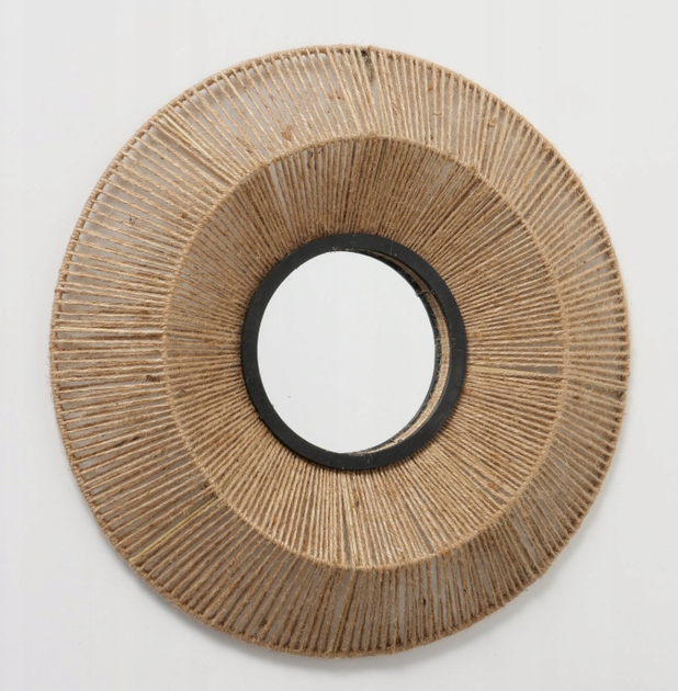 Lustro dekoracyjne wiszące Boltze ZAIKA okrągle w jutowej ramie 50 cm (4066076460427) - obraz 4