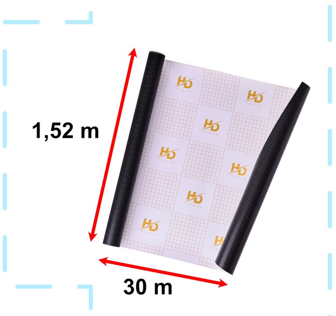 Плівка Ikonka Carbon 4D 1.52 x 30 м Чорна (5901779364476) - зображення 5