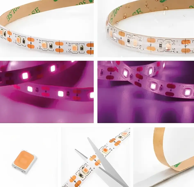 Світлодіодна фітострічка для рослин, від мережі, USB 5 м/LED стрічка для розсади (L) - зображення 4