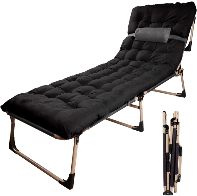 Łóżko turystyczne Ikonka składane 193 cm Czarny (5903039749191) - obraz 1