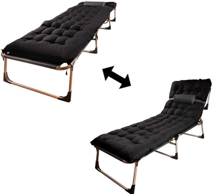 Łóżko turystyczne Ikonka składane 193 cm Czarny (5903039749191) - obraz 2