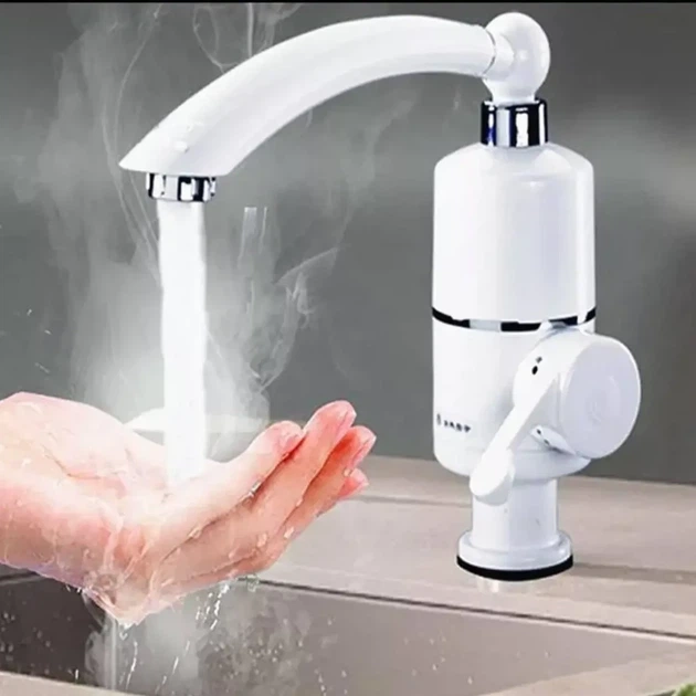 Проточный кран водонагреватель с металлическим краном и температурой воды до 60°C Delimano RX-004 Белый - изображение 4