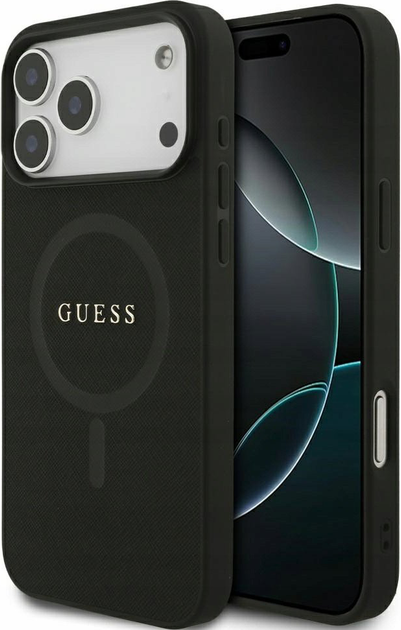 Панель Guess Saffiano Classic Logo MagSafe для Apple iPhone 17 Pro Max Black (3666339492403) - зображення 1