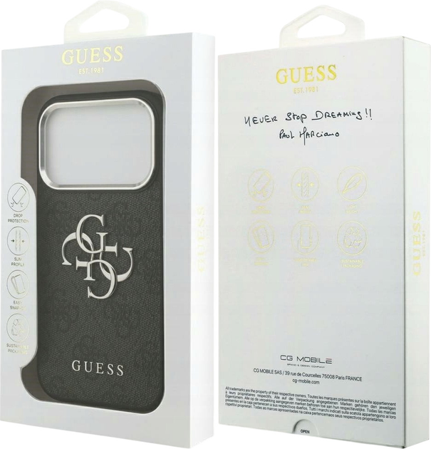 Панель Guess 4G Big 4G Classic Logo для Apple iPhone 17 Pro Max Black/Silver (3666339517786) - зображення 8