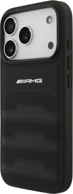 Etui plecki AMG Leather Debossed Lines Logo Case do Apple iPhone 17 Pro Max Black (AMHCP17XGSEBK) - obraz 4