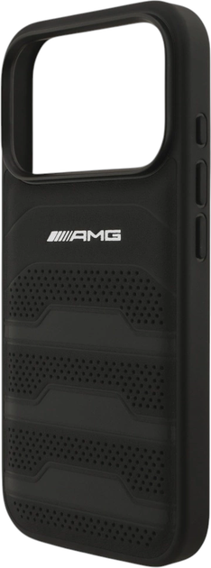 Etui plecki AMG Leather Debossed Lines Logo Case do Apple iPhone 17 Pro Max Black (AMHCP17XGSEBK) - obraz 6