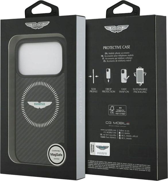 Etui plecki Aston Martin HC Kevlar Counter Design MagSafe do Apple iPhone 17 Pro Max Black (ASHMP17XFCOS) - obraz 8