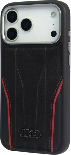 Etui plecki Audi R8 Genuine Leather MagSafe do Apple iPhone 17 Pro Max Black-Red (AU-TPUPCMIP17PM-R8/D3-RD) - obraz 3