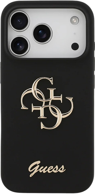 Панель Guess Silicone Big 4G Script для Apple iPhone 17 Pro Max Black (3666339522261) - зображення 4