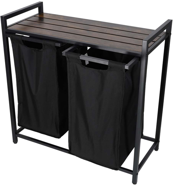 Kosz na pranie Ikonka 2 komory z półką 92 l (5903039766860) - obraz 5