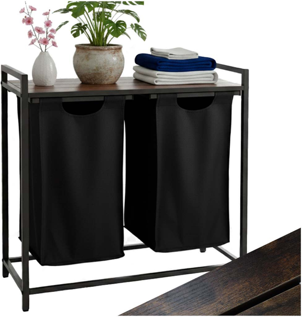 Kosz na pranie Ikonka 2 komory z półką 92 l (5903039766860) - obraz 8