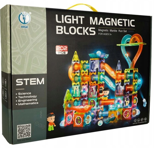 Klocki magnetyczne KIK Light Magnetic 202 elementy (5903039737693) - obraz 1