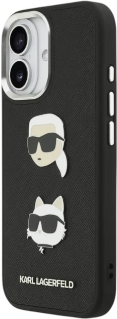 Панель Karl Lagerfeld FW Grained Karl & Choupette Heads Pins do Apple iPhone 17 Black (3666339494650) - зображення 3