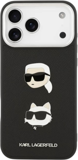 Панель Karl Lagerfeld FW Grained Karl & Choupette Heads Pins do Apple iPhone 17 Pro Black (3666339494674) - зображення 4