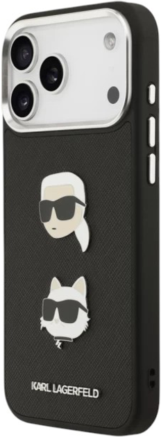 Панель Karl Lagerfeld FW Grained Karl & Choupette Heads Pins do Apple iPhone 17 Pro Max Black (3666339494681) - зображення 3