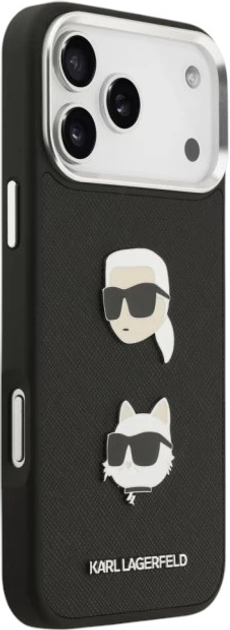 Панель Karl Lagerfeld FW Grained Karl & Choupette Heads Pins do Apple iPhone 17 Pro Max Black (3666339494681) - зображення 5