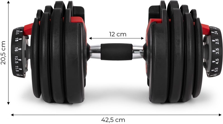 Hantel regulowany ModernHome by Multistore żeliwny z podstawką 2.5-24 kg GB-FW207-24KG (5905817008025) - obraz 12