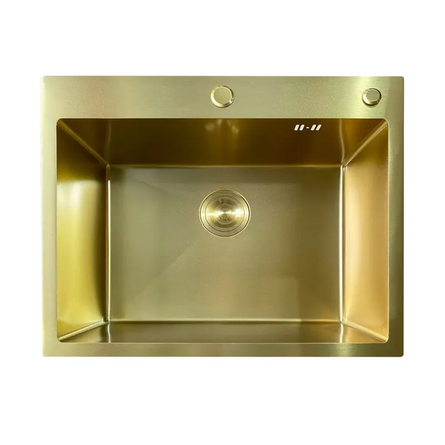 Кухонна мийка Mixxus MH6050 Micro Decor Brushed Gold матове золото 3.0/0.8 мм з нержавіючої сталі інтегрована (MI8222) - Фото 1 Кухонна мийка Mixxus MH6050 Micro Decor Brushed Gold матове золото 3.0/0.8 мм з нержавіючої сталі інтегрована (MI8222) - зображення 1