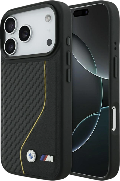 Etui plecki BMW M Carbon Line & Logo MagSafe do Apple iPhone 17 Pro Yellow (BMHMP17L25PCCSCKY) - obraz 1