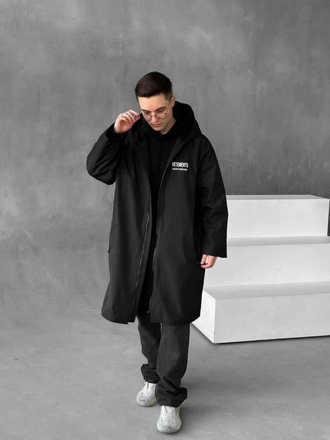 Дождевик Черный Мужской Однотонная Куртка С Принтом Vet L-XL (369503) - Фото 4 Дождевик Черный Мужской Однотонная Куртка С Принтом Vet L-XL (369503) - изображение 4
