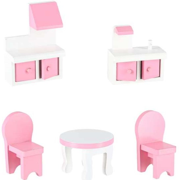 Drewniany domek dla lalek Kik MDF LED 70 cm Różowy (KX6484) (5903039705906) - obraz 10