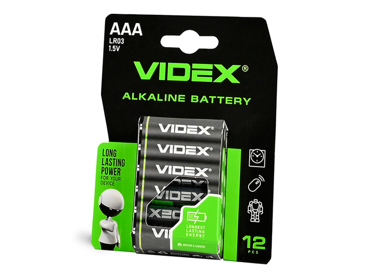 Батарейка щелочная Videx LR03 / AAA blister 12 шт - Фото 1 Батарейка щелочная Videx LR03 / AAA blister 12 шт - изображение 1