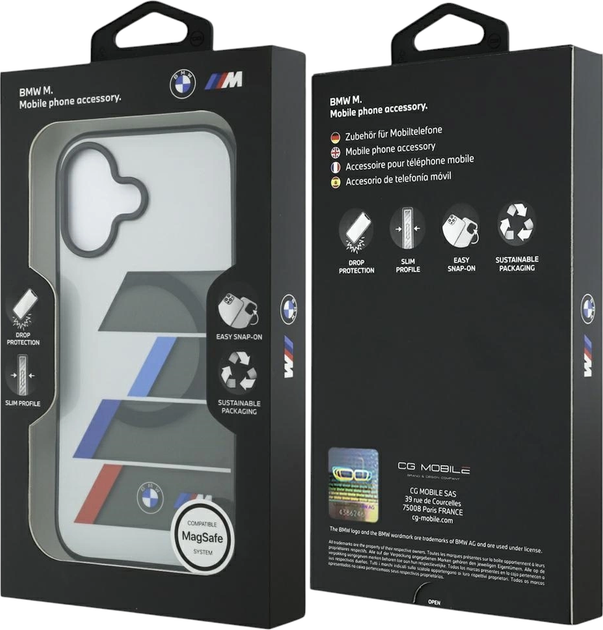 Панель BMW M IML Metal Buttons Tricolor Lines MagSafe для Apple iPhone 17 Gray (BMHMP17S25HTTRIA) - зображення 8