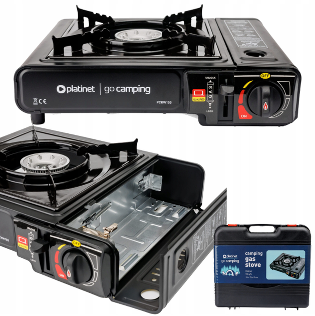 Turystyczna kuchenka gazowa Platinet PCKW155 na kartusze przenosna polowa walizka 2500 W (5907595461344) - obraz 6