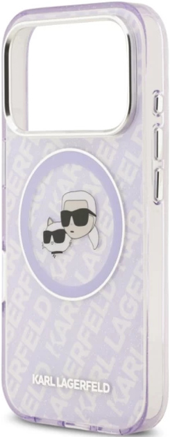 Панель Karl Lagerfeld IML Glitter Karl & Choupette Heads MagSafe do Apple iPhone 17 Pro Max Purple-Transparent (3666339498924) - зображення 6