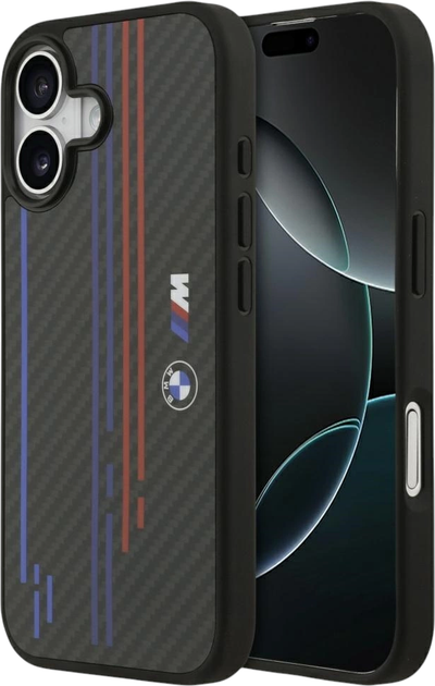 Etui plecki BMW M Kevlar Lines & Logo MagSafe do Apple iPhone 17 Black (BMHMP17S25CFSTSK) - obraz 1