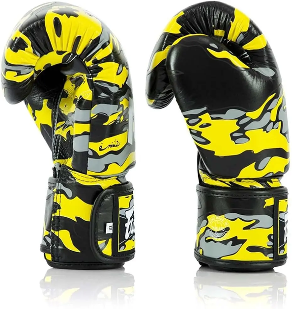 Рукавички боксерські шкіряні з бинтами Fairtex BGV-ONE X STBG 10 унцій, жовті - изображение 3