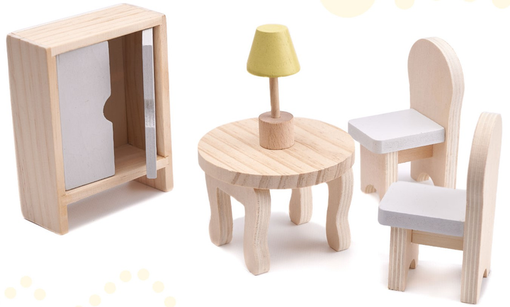 Drewniany domek dla lalek Kik MDF LED 70 cm Szary (KX6278) (5903039717794) - obraz 10