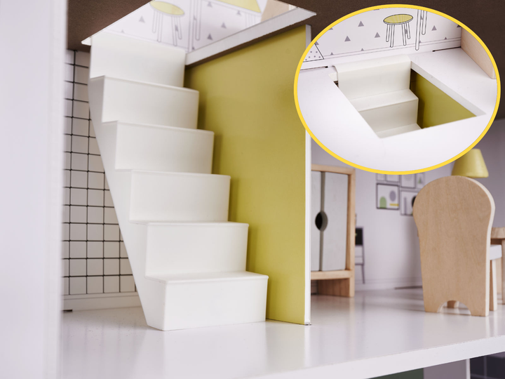 Drewniany domek dla lalek Kik MDF LED 70 cm Szary (KX6278) (5903039717794) - obraz 12