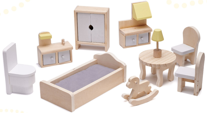 Drewniany domek dla lalek Kik MDF LED 70 cm Szary (KX6278) (5903039717794) - obraz 15