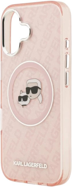 Etui Karl Lagerfeld IML Glitter Karl & Choupette Heads MagSafe do Apple iPhone 17 Pink (3666339499051) - obraz 6