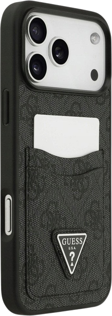 Etui plecki Guess 4G Double Card Triangle do iPhone 17 Pro Max Black (3666339552657) - obraz 4